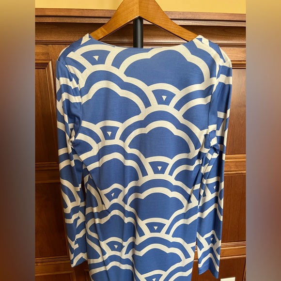 Diane Von Furstenberg Dress Reina Sky Blue White Print Size 10 - Picture 9 of 16
